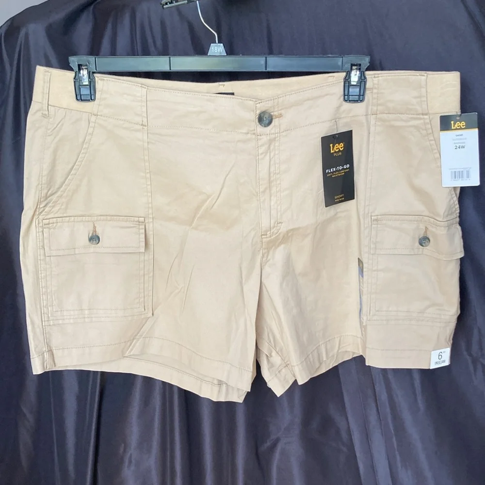 Lee tan short soft flex comfort waistband midrise cargo like pocket 24W - Picture 11 of 17